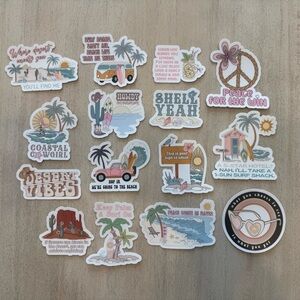 15 Assorted Desert & Beach Stickers - New, Dishwasher Safe - 3”W to 4”W Mix